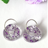 Handmade Sparkling Silver Round Donut Earrings